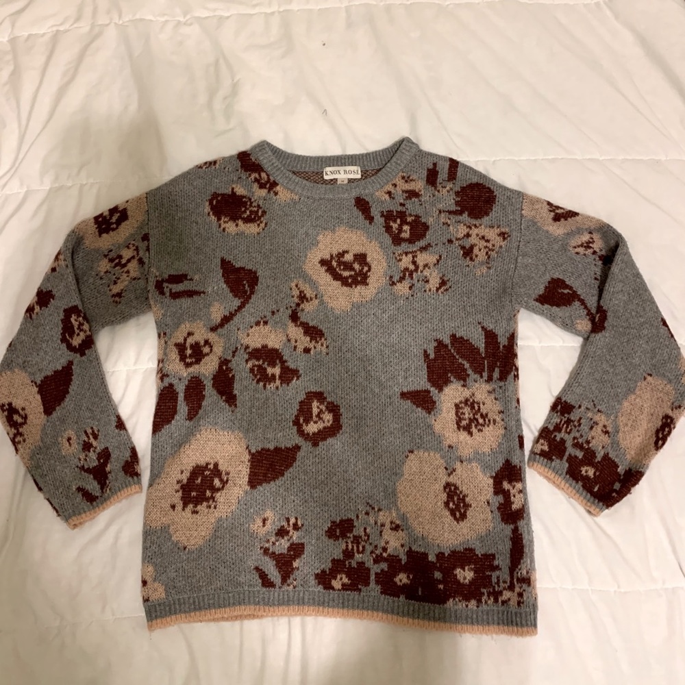 Soft Gray floral sweater